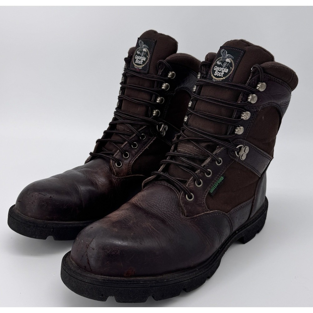 Georgia Boot G108‎ 8" Homeland Mens 10 Brown Leather Waterproof Work Boots Steel